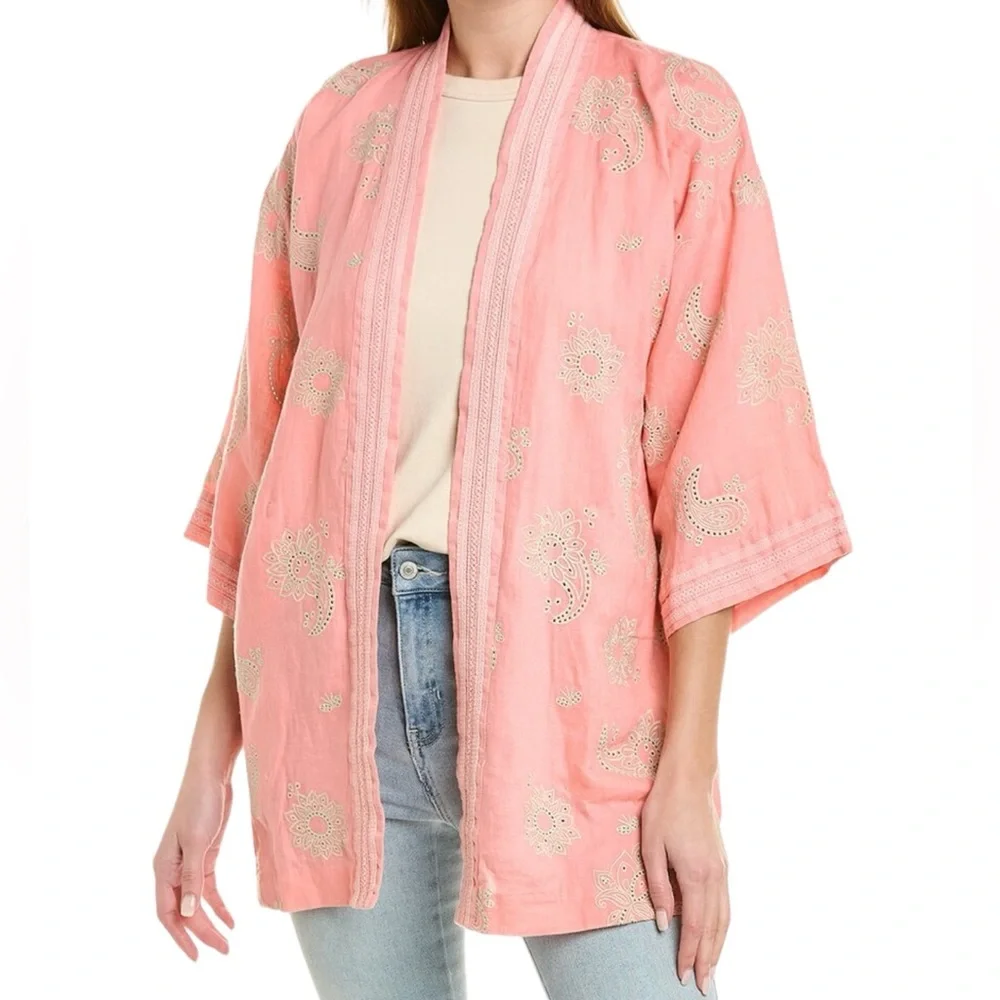 Johnny Was Faye Eyelet Embroidered Kimono Size Large - Picture 15 of 15